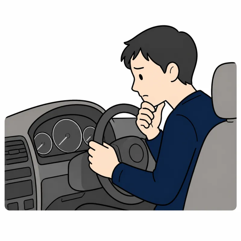 走行距離計を見て困る人のイラスト