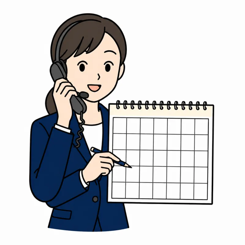 カレンダーで日程を決めるオペレーターのイラスト
